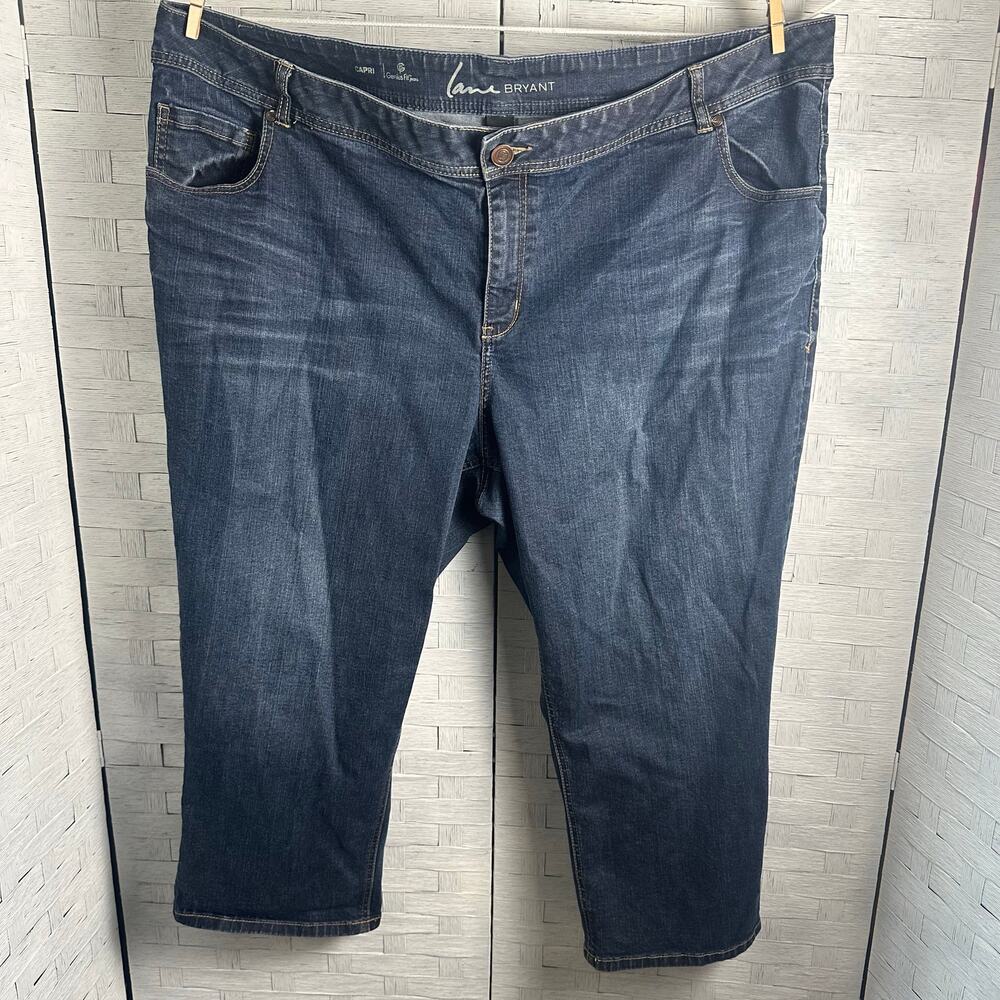 Lane Bryant crop jeans dark wash mid rise summer fall Denim TradMom plus size